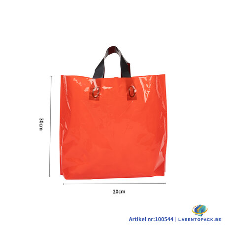 Stevige Herbruikbare Tas met Handhengsel  30cm x 20cm  100 stuks kleur Rood