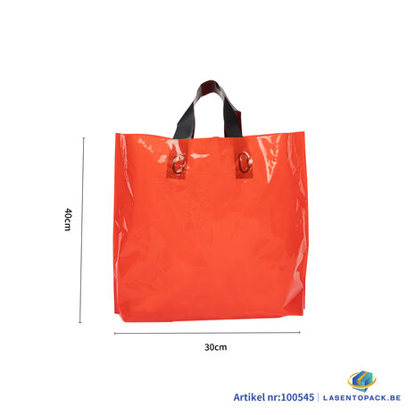 Stevige Herbruikbare Tas met Handhengsel  40cm x 30cm  100 stuks kleur Rood