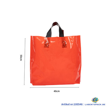 Stevige Herbruikbare Tas met Handhengsel  50cm x 40cm  100 stuks kleur Rood