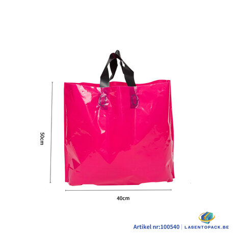 Stevige Herbruikbare Tas met Handhengsel  50cm x 40cm  100 stuks kleur Hot Pink