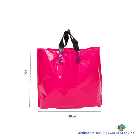 Stevige Herbruikbare Tas met Handhengsel  40cm x 30cm  100 stuks kleur Hot Pink