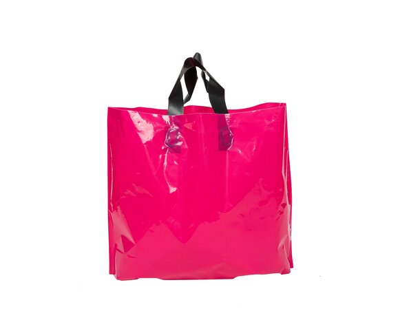 Stevige Herbruikbare Tas met Handhengsel  30cm x 20cm  100 stuks kleur Hot Pink