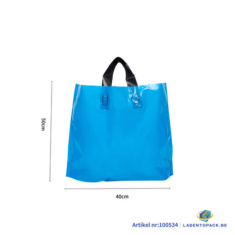 Stevige Herbruikbare Tas met Handhengsel  50cm x 40cm  100 stuks kleur Blauw