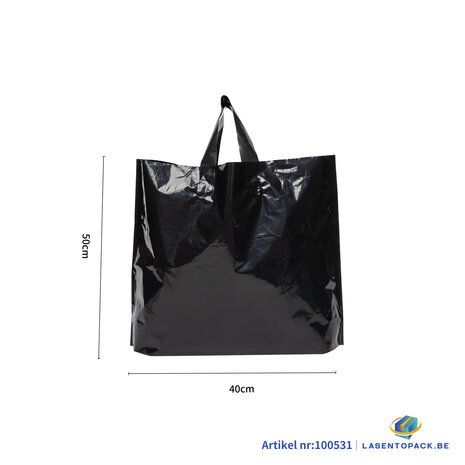 Stevige Herbruikbare Tas met Handhengsel  50cm x 40cm  100 stuks kleur Zwart