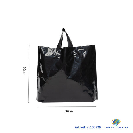 Stevige Herbruikbare Tas met Handhengsel  30cm x 20cm  100 stuks kleur Zwart