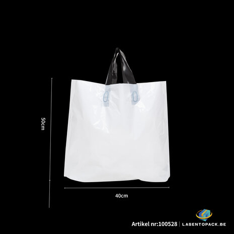 Stevige Herbruikbare Tas met Handhengsel  50cm x 40cm  100 stuks kleur Wit