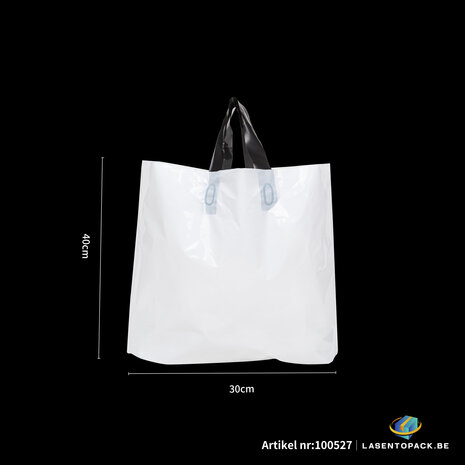 Stevige Herbruikbare Tas met Handhengsel  40cm x 30cm  100 stuks kleur Wit