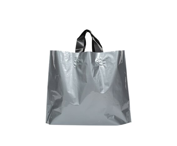 Stevige Herbruikbare Tas met Handhengsel  50cm x 40cm  100 stuks kleur Zilver