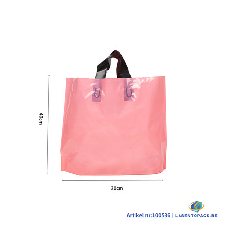 Stevige Herbruikbare Tas met Handhengsel  40cm x 30cm  100 stuks kleur Pink