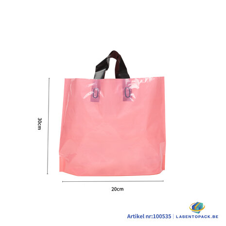 Stevige Herbruikbare Tas met Handhengsel  30cm x 20cm  100 stuks kleur Pink