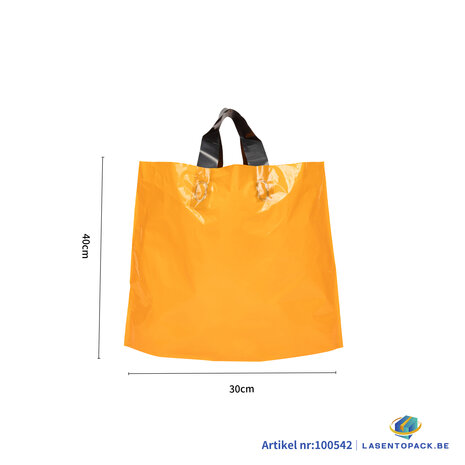 Stevige Herbruikbare Tas met Handhengsel  40cm x 30cm  100 stuks kleur Oranje