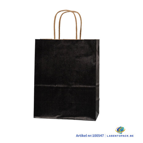 12x Papieren tas gedraaid handvat - 12cm x 15cm x 6cm Zwart 