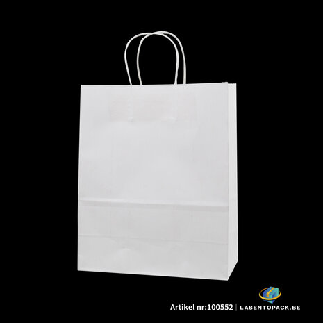 12x Papieren tas gedraaid handvat - 12cm x 15cm x 6cm Wit
