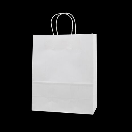 12x Papieren tas gedraaid handvat - 16cm x 22cm x 8cm Wit 