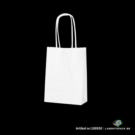 Papieren tas gedraaid handvat - 11cm x 15cm x 6cm Wit 12 stuks