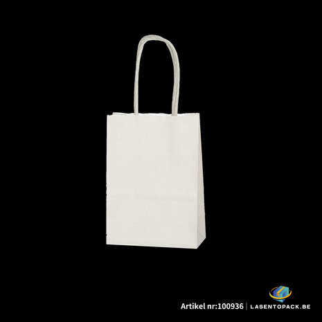 12x Papieren tas gedraaid handvat - 11cm x 15cm x 6cm off White 