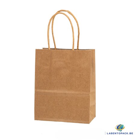 Papieren tas gedraaid handvat - 31cm x 42cm x 12cm Bruin 12 stuks