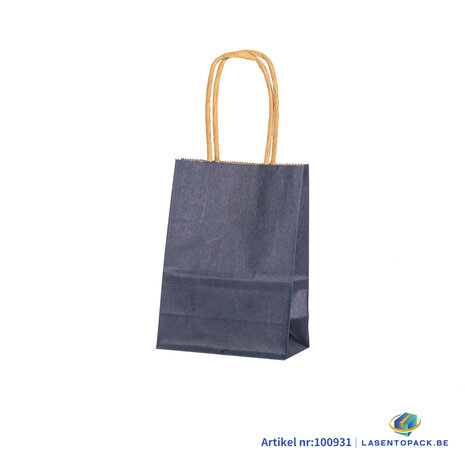 12x Papieren tas gedraaid handvat - 11cm x 15cm x 6cm Zwart 