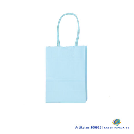 12x Papieren tas gedraaid handvat - 11cm x 15cm x 6cm Licht Blauw 