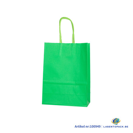 12x Papieren tas gedraaid handvat - 16cm x 22cm x 8cm Green 