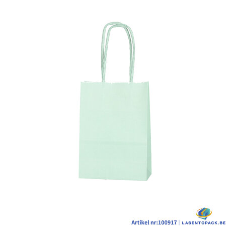 12x Papieren tas gedraaid handvat - 11cm x 15cm x 6cm Licht Groen 12 stuks