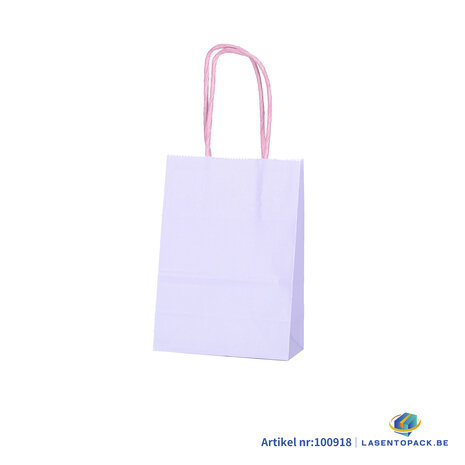 12x Papieren tas gedraaid handvat - 11cm x 15cm x 6cm Licht Paars 