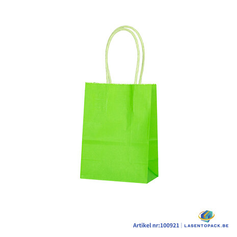 12x Papieren tas gedraaid handvat - 11cm x 15cm x 6cm Fel Groen 