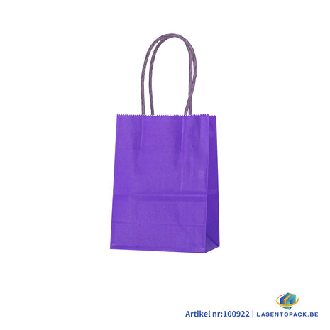 12x Papieren tas gedraaid handvat - 11cm x 15cm x 6cm Paars 
