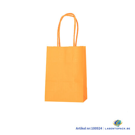 12x Papieren tas gedraaid handvat - 11cm x 15cm x 6cm Oranje 