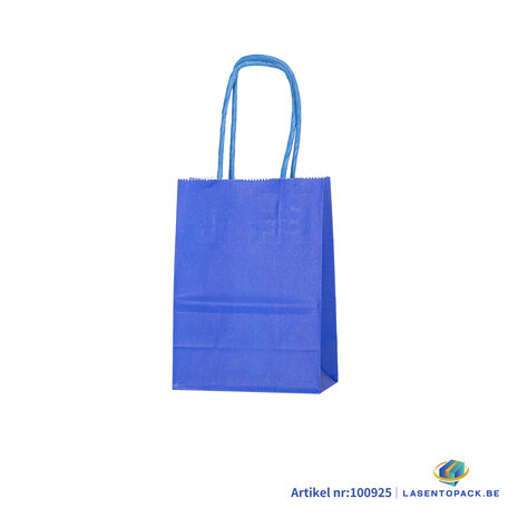 12x Papieren tas gedraaid handvat - 11cm x 15cm x 6cm Royal Blue 