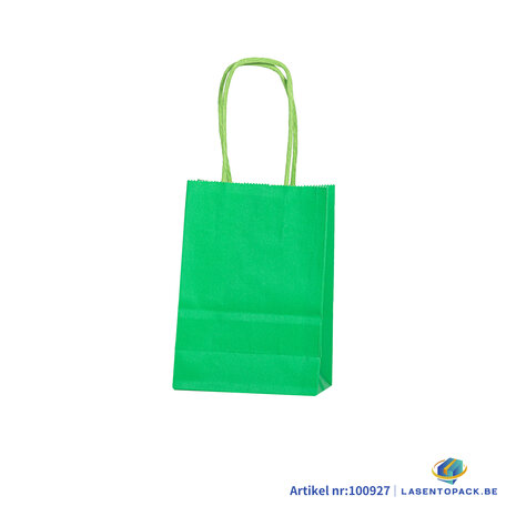 12x Papieren tas gedraaid handvat - 11cm x 15cm x 6cm Groen 