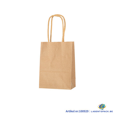 12x Papieren tas gedraaid handvat - 11cm x 15cm x 6cm Kraft 