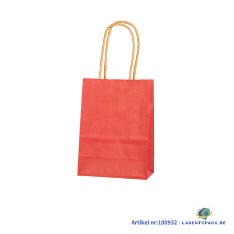 12x Papieren tas gedraaid handvat - 11cm x 15cm x 6cm Rood 
