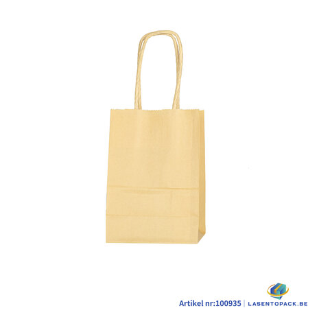 12x Papieren tas gedraaid handvat - 11cm x 15cm x 6cm Licht Geel 
