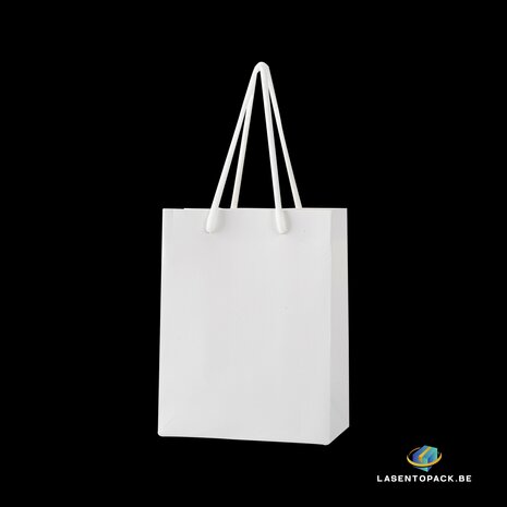 12x Papieren koordtas 26cm x 32cm x 12cm Wit 