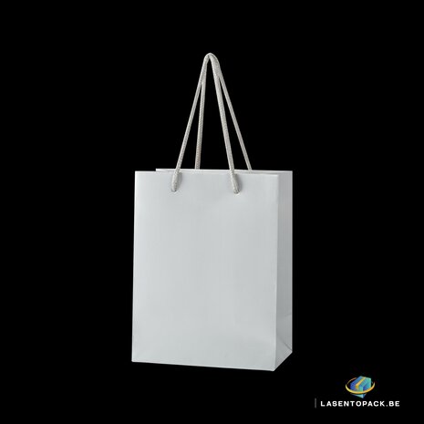 12x Papieren koordtas 26cm x 32cm x 12cm Zilver 