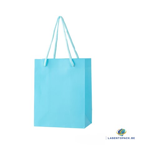 12x Papieren koordtas 31cm x 42cm x 12cm Blauw  