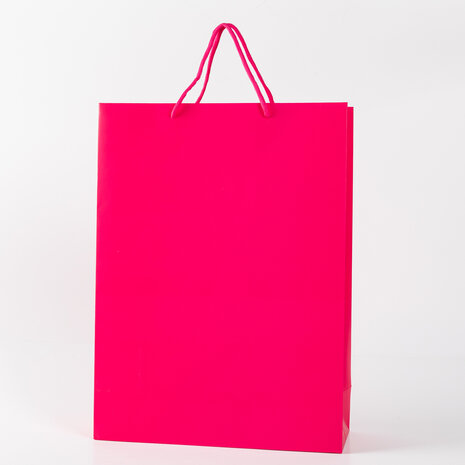 12x Papieren koordtas 31cm x 42cm x 12cm Hot Pink  