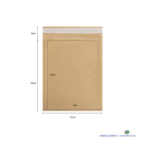 20x Bruine luchtkussen enveloppen 11cm x 15cm 