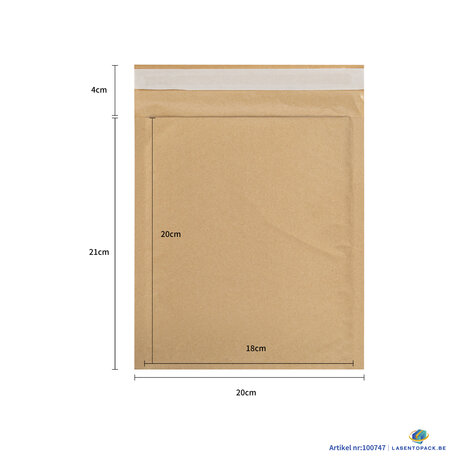 20x Bruine luchtkussen enveloppen 20cm x 21cm  