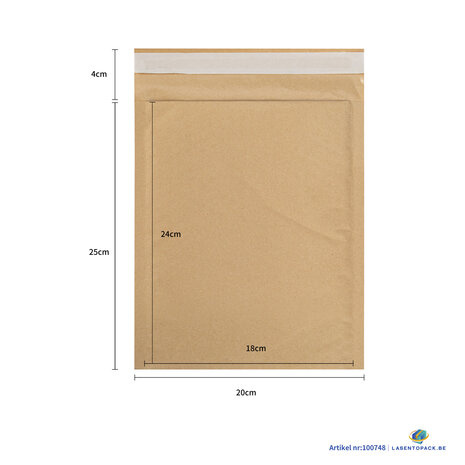 20x Bruine luchtkussen enveloppen 20cm x 25cm  