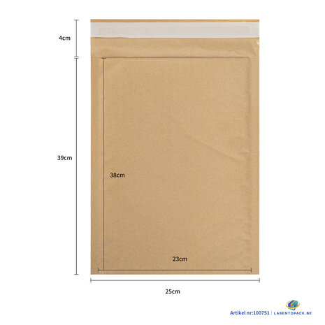 10x Bruine luchtkussen enveloppen 25cm x 39cm  
