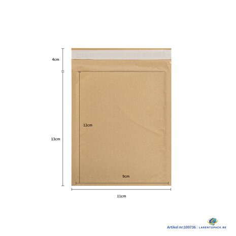 20x Bruine luchtkussen enveloppen 11cm x 13cm  