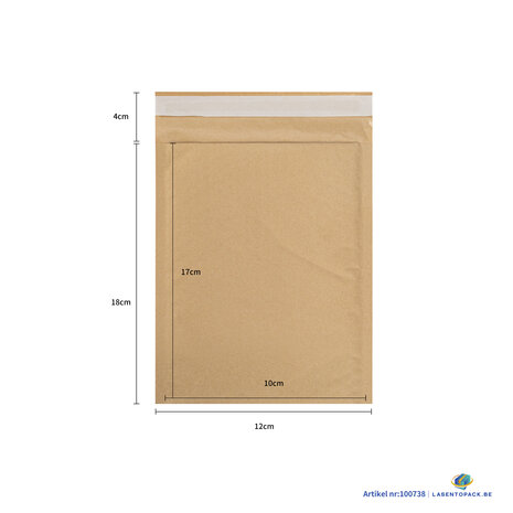 20x Bruine luchtkussen enveloppen 12cm x 18cm + 4cm  