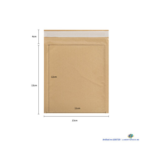 20x Bruine luchtkussen enveloppen 13cm x 13cm + 4cm  