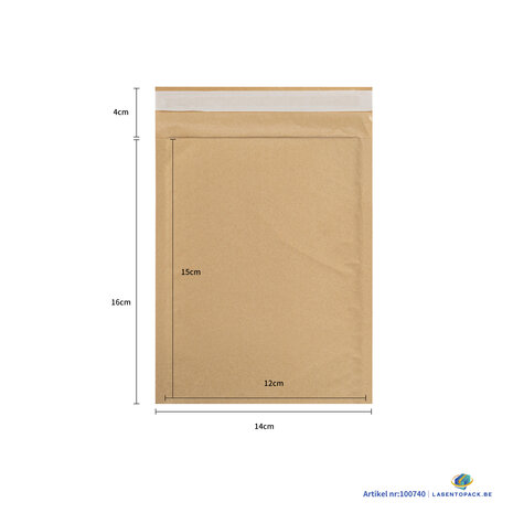 20x Bruine luchtkussen enveloppen 14cm x 14cm + 4cm  