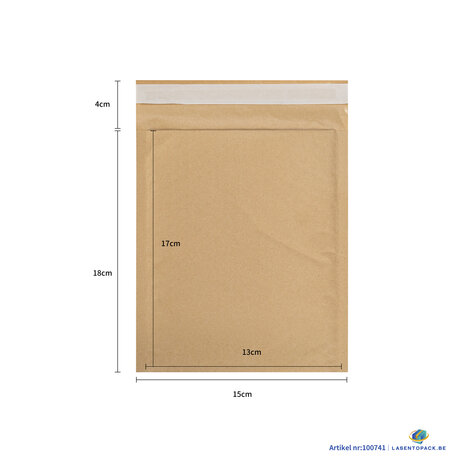 20x Bruine luchtkussen enveloppen 15cm x 18cm + 4cm 