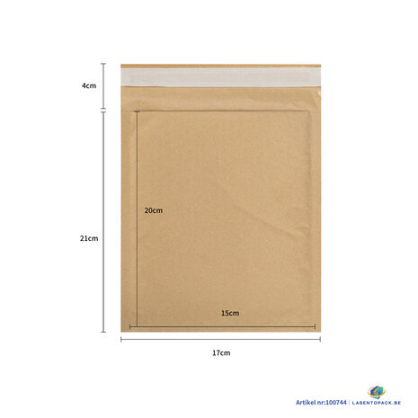 20x Bruine luchtkussen enveloppen 17cm x 21cm + 4cm 