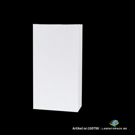 50 stuks Nature Kraft zak blokbodem 9cm + 6cm x 18cm Wit