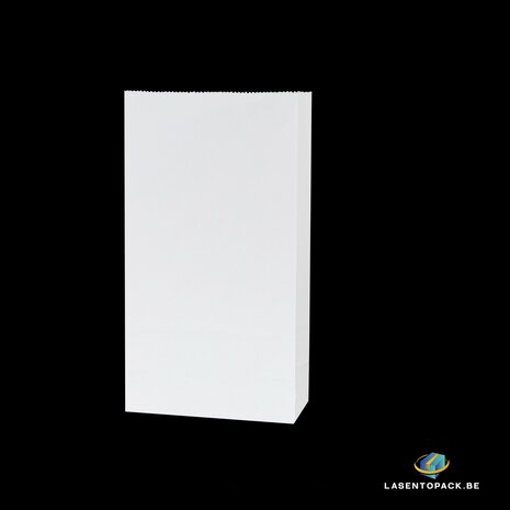 50 stuks Nature Kraft zak blokbodem 15cm + 8cm x 26cm Wit